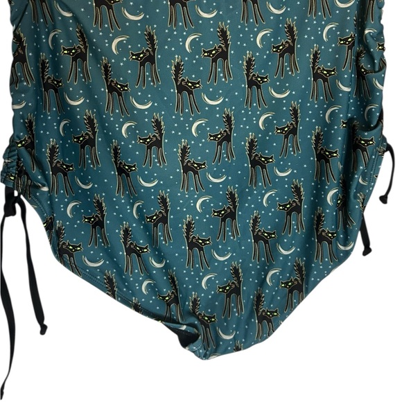 Unique Vintage Blue and spooky cat bikini high waist - Picture 5 of 10